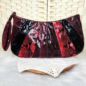 Nine West Faux Snake Skin Oversized Wristlet With Gunmetal Studs